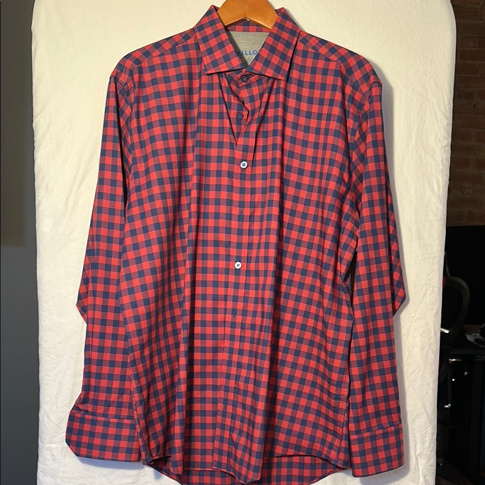 Twillory Red and Blue Checked Button Down Shirt